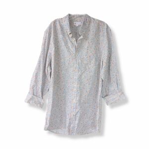 NWT Gap Men's Slim Fit Blue & Orange Floral Print Long Sleeve Collared Shirt